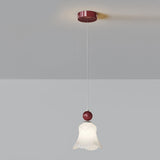 Elegant Flower White Glass Bedroom Pendant Light Image - 2