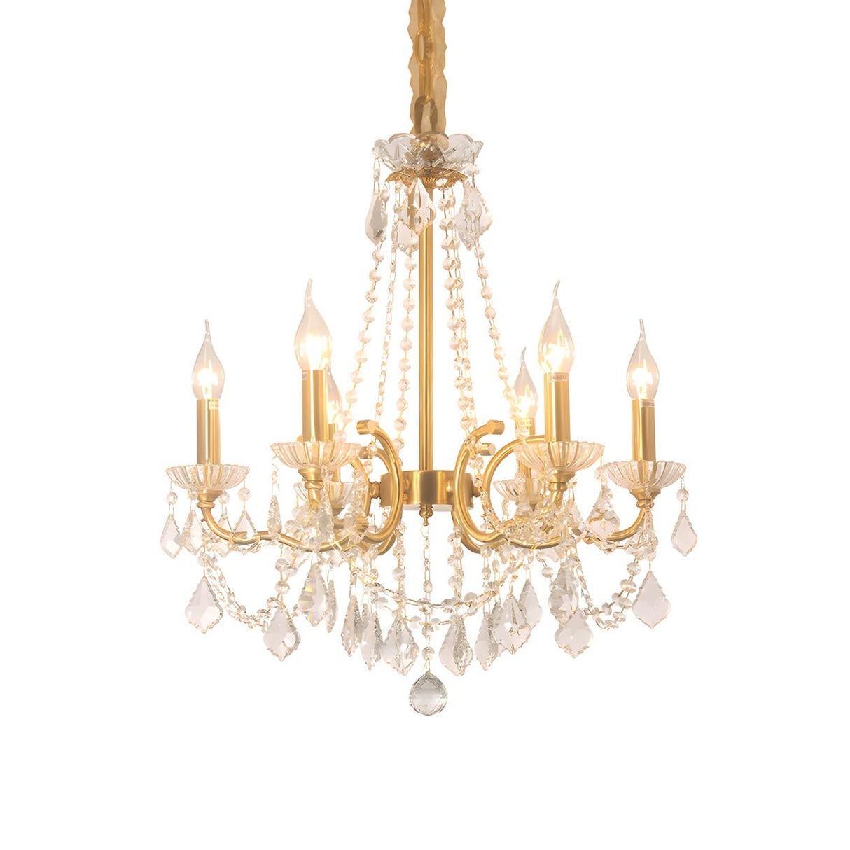 Elegant French Gold Clear Crystal Candle Chandelier Image - 3