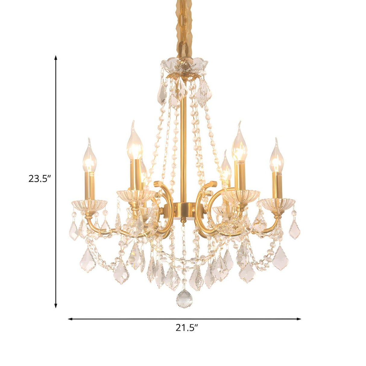 Elegant French Gold Clear Crystal Candle Chandelier Image - 4