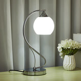 Elegant Frosted Glass Shade Arc Metal Base Table Lamp Image - 2