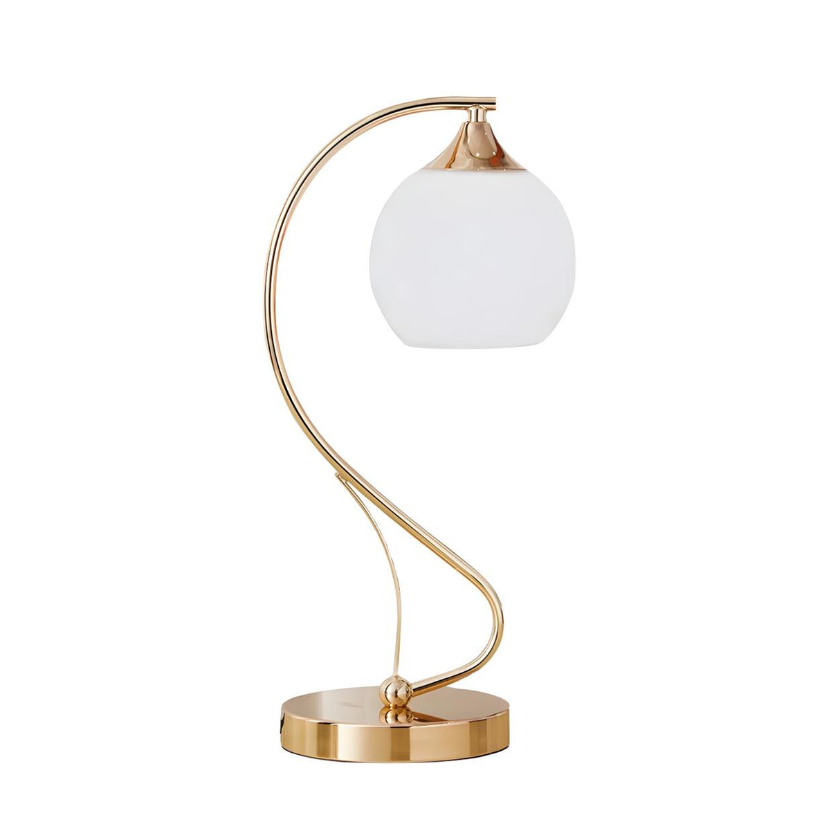 Elegant Frosted Glass Shade Arc Metal Base Table Lamp Image - 5