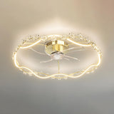 Elegant Garland Circle Flush Ceiling Fan with Light Image - 9