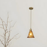 Elegant Geometric Amber Clear Glass Pendant Light Set Image - 10