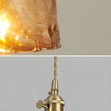 Elegant Geometric Amber Clear Glass Pendant Light Set Image - 12