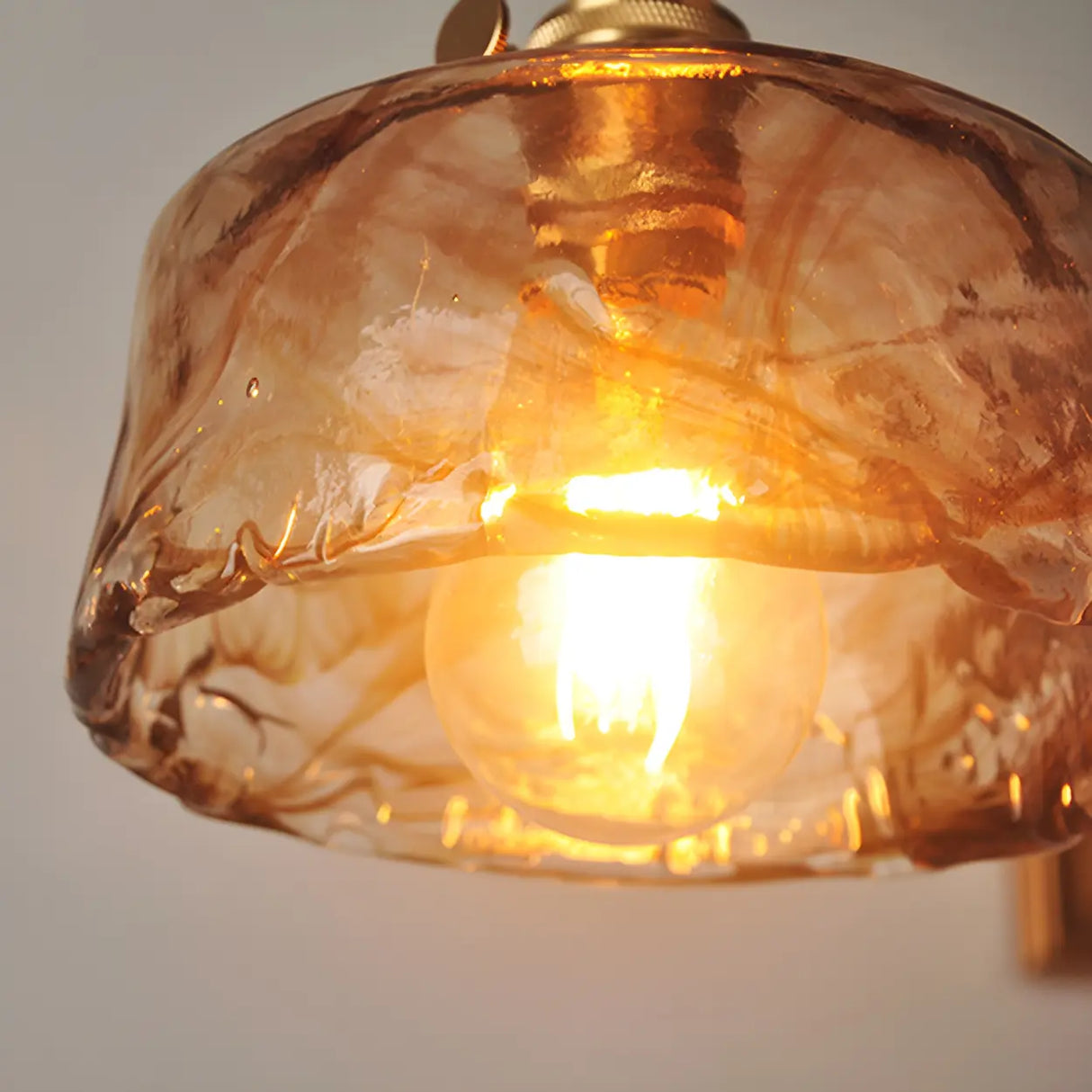 Elegant Geometric Amber Clear Glass Pendant Light Set Image - 14