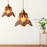 Elegant Geometric Amber Clear Glass Pendant Light Set Image - 6