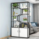 Elegant Geometric Black Metal Large Display Cabinet Image - 2