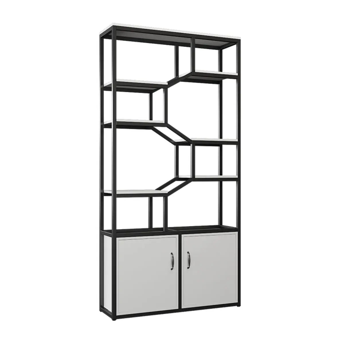 Elegant Geometric Black Metal Large Display Cabinet Image - 4