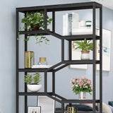 Elegant Geometric Black Metal Large Display Cabinet Image - 5