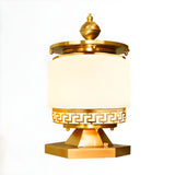 Elegant Geometric Brass Finish Outdoor Pillar Lamp Image - 6