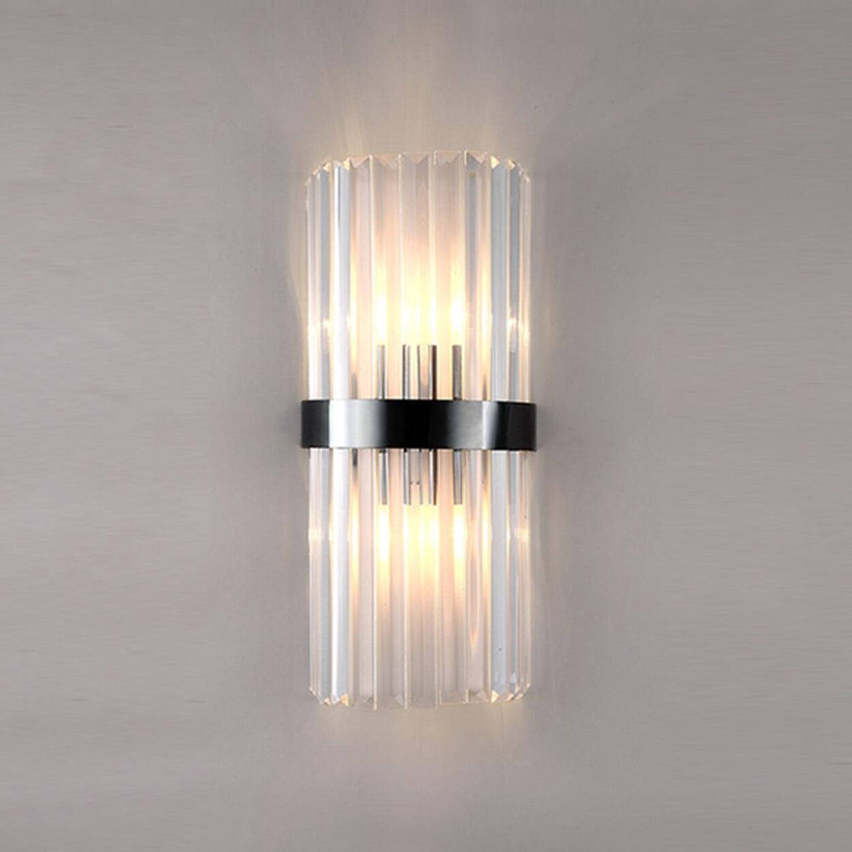 Elegant Geometric Clear Crystal Glass Wall Sconce Image - 11