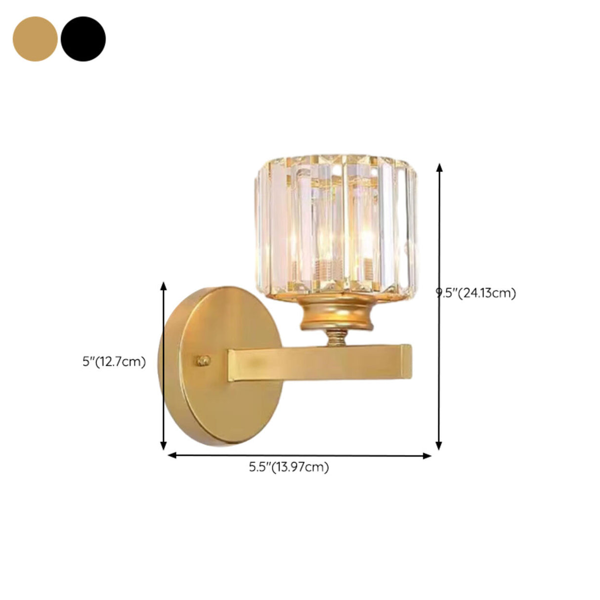 Elegant Geometric Clear Crystal Glass Wall Sconce 