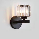 Elegant Geometric Clear Crystal Glass Wall Sconce Image - 2