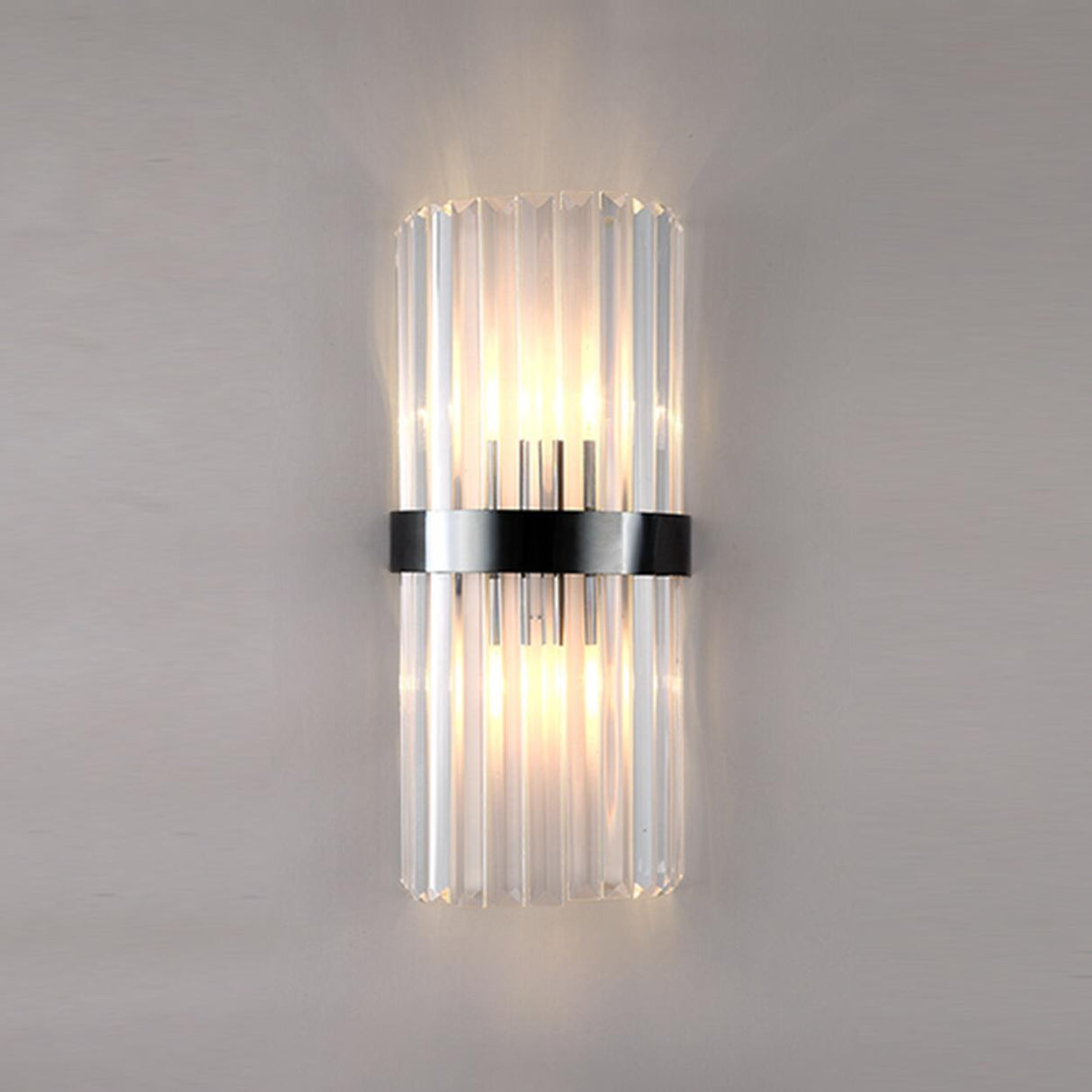 Elegant Geometric Clear Crystal Glass Wall Sconce Image - 5