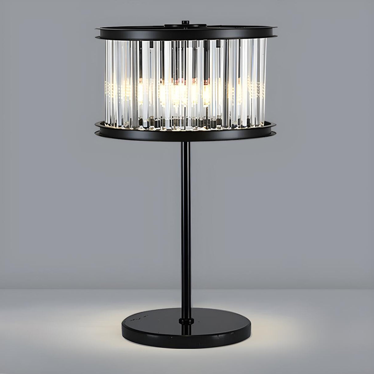 Elegant Geometric Crystal Black Bedroom Table Lamp Image - 11