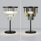 Elegant Geometric Crystal Black Bedroom Table Lamp Image - 13