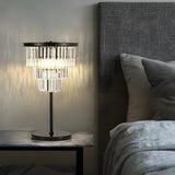 Elegant Geometric Crystal Black Bedroom Table Lamp Image - 18