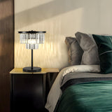 Elegant Geometric Crystal Black Bedroom Table Lamp Image - 19