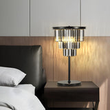 Elegant Geometric Crystal Black Bedroom Table Lamp Image - 5