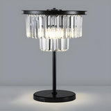 Elegant Geometric Crystal Black Bedroom Table Lamp Image - 7