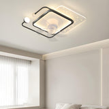 Elegant Geometric Frame Modern Ceiling Fan with Lights Image - 1