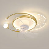 Elegant Geometric Frame Modern Ceiling Fan with Lights Image - 11