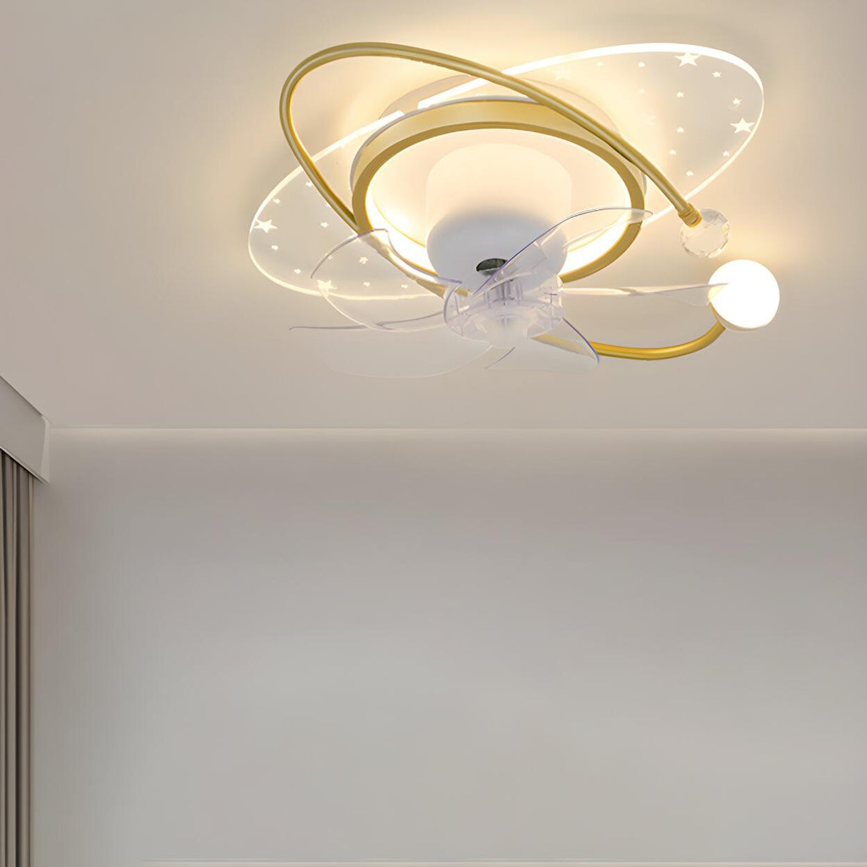 Elegant Geometric Frame Modern Ceiling Fan with Lights Image - 16