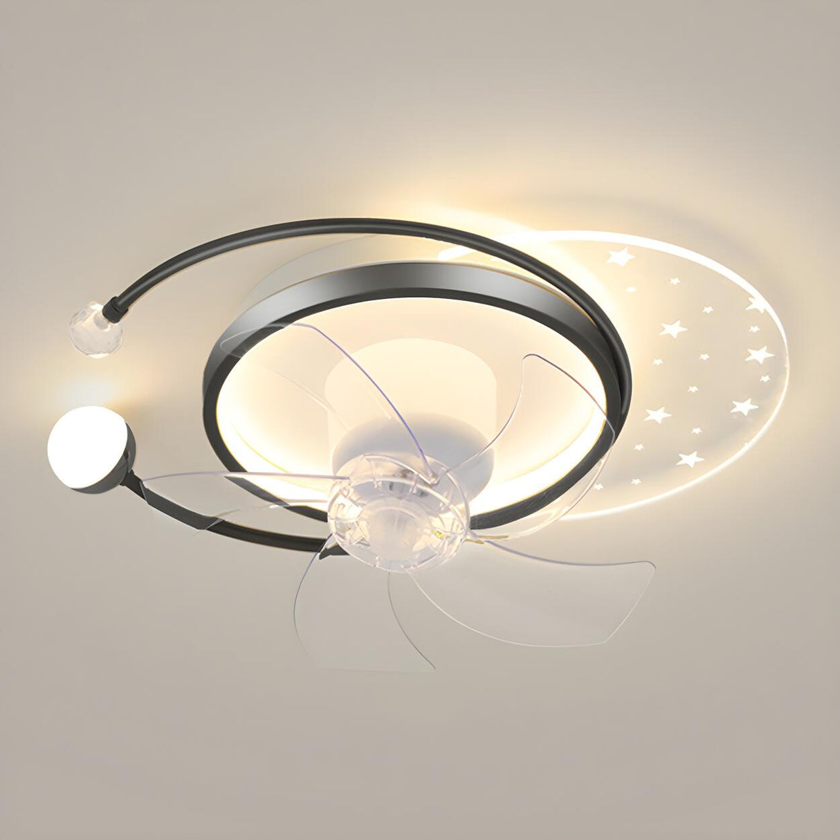 Elegant Geometric Frame Modern Ceiling Fan with Lights Image - 2