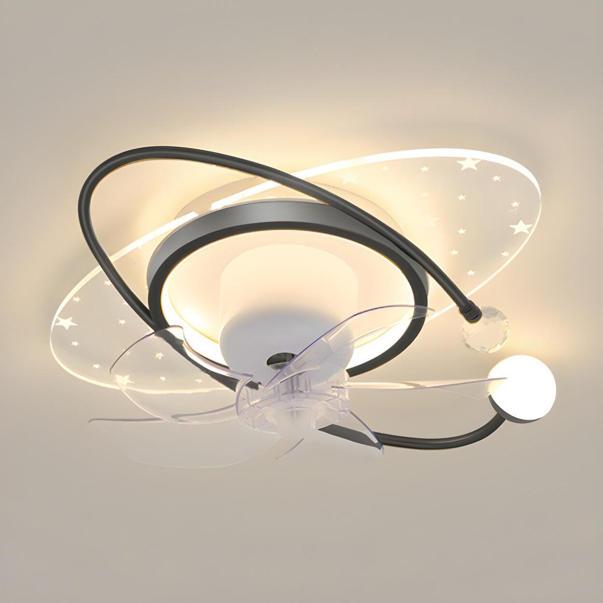 Elegant Geometric Frame Modern Ceiling Fan with Lights Image - 3