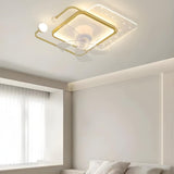 Elegant Geometric Frame Modern Ceiling Fan with Lights Image - 7