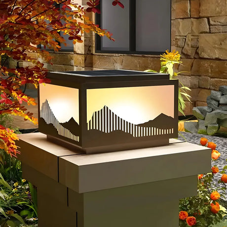 Elegant Geometric Metal Outdoor Landscape Table Lamp Image - 1