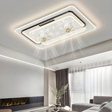 Elegant Geometric Recessed LED Ceiling Fan with Light Image - 1