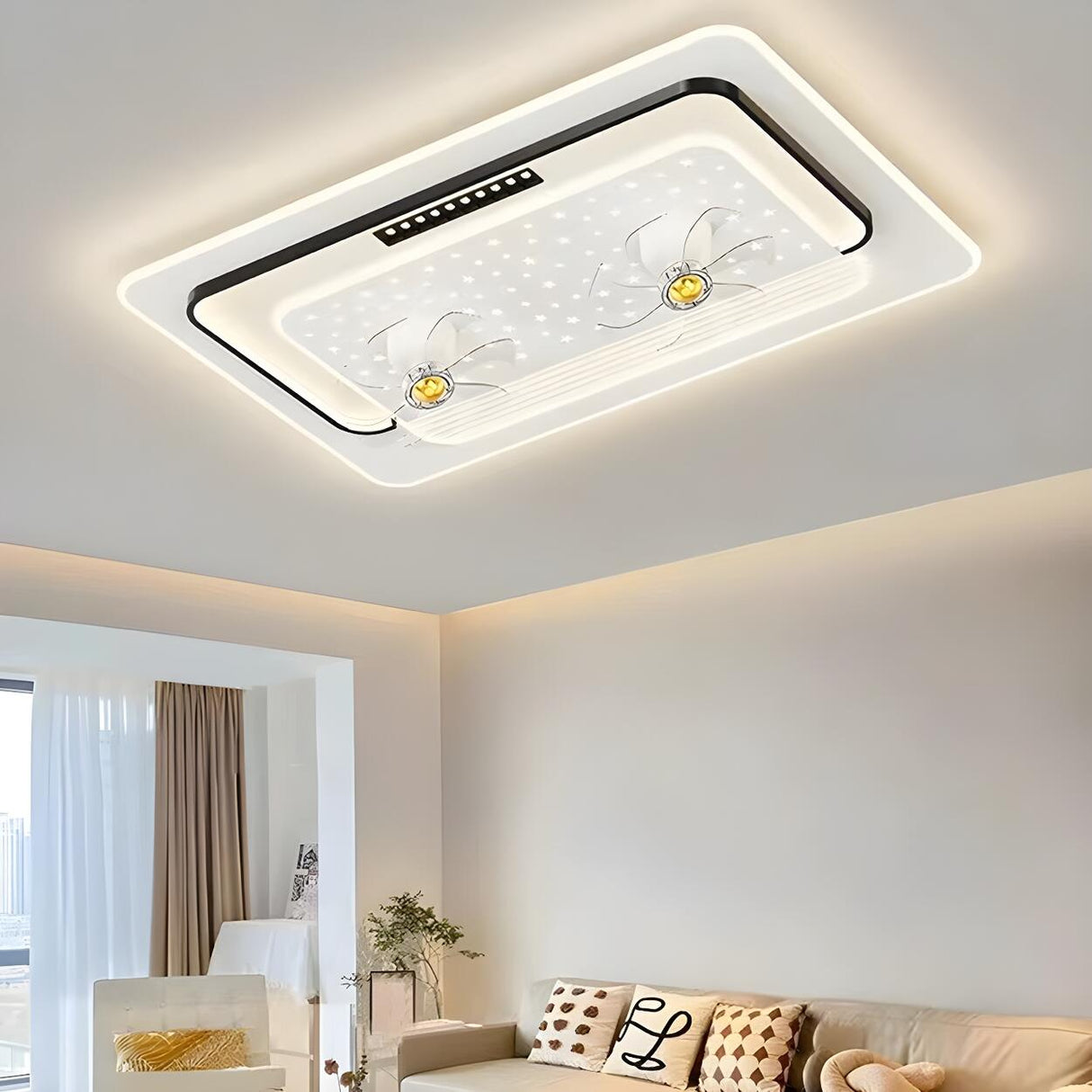 Elegant Geometric Recessed LED Ceiling Fan with Light Image - 14