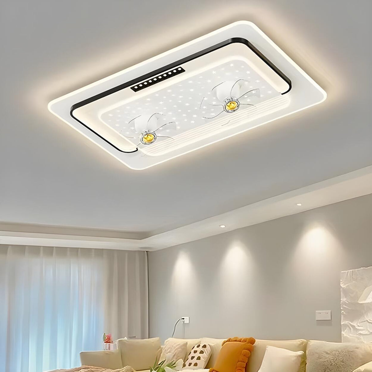 Elegant Geometric Recessed LED Ceiling Fan with Light Image - 15