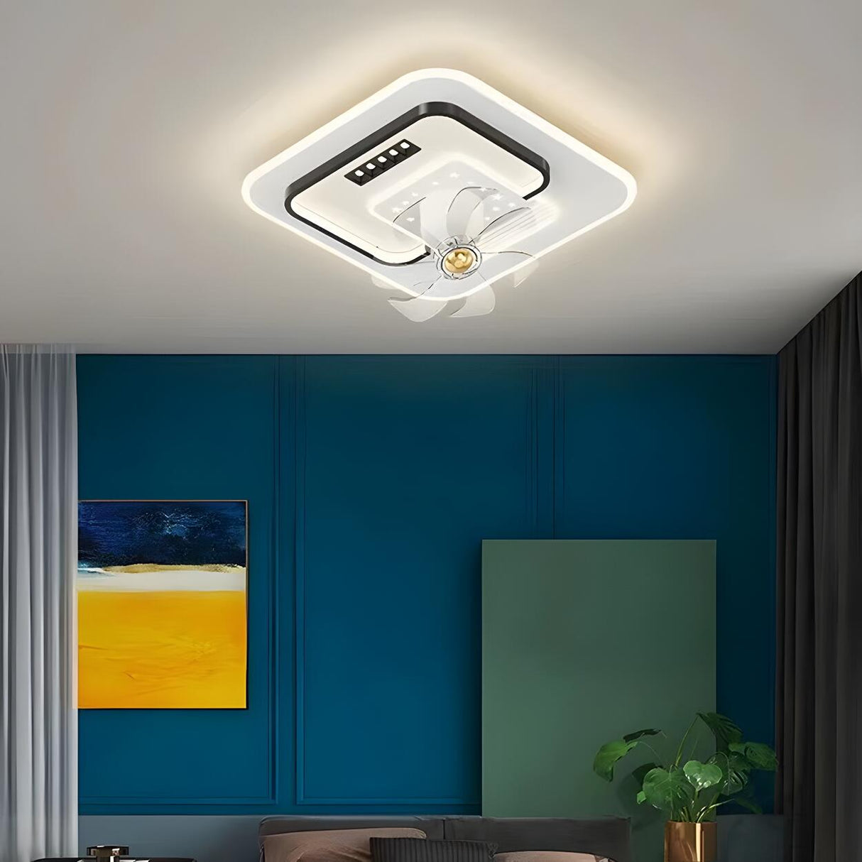 Elegant Geometric Recessed LED Ceiling Fan with Light Image - 19