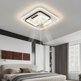 Elegant Geometric Recessed LED Ceiling Fan with Light Image - 3