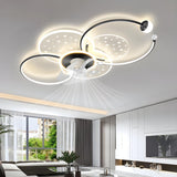 Elegant Geometric Starlight LED Ceiling Fan with Light Image - 1