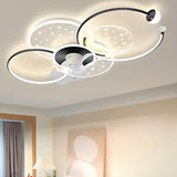 Elegant Geometric Starlight LED Ceiling Fan with Light Image - 15