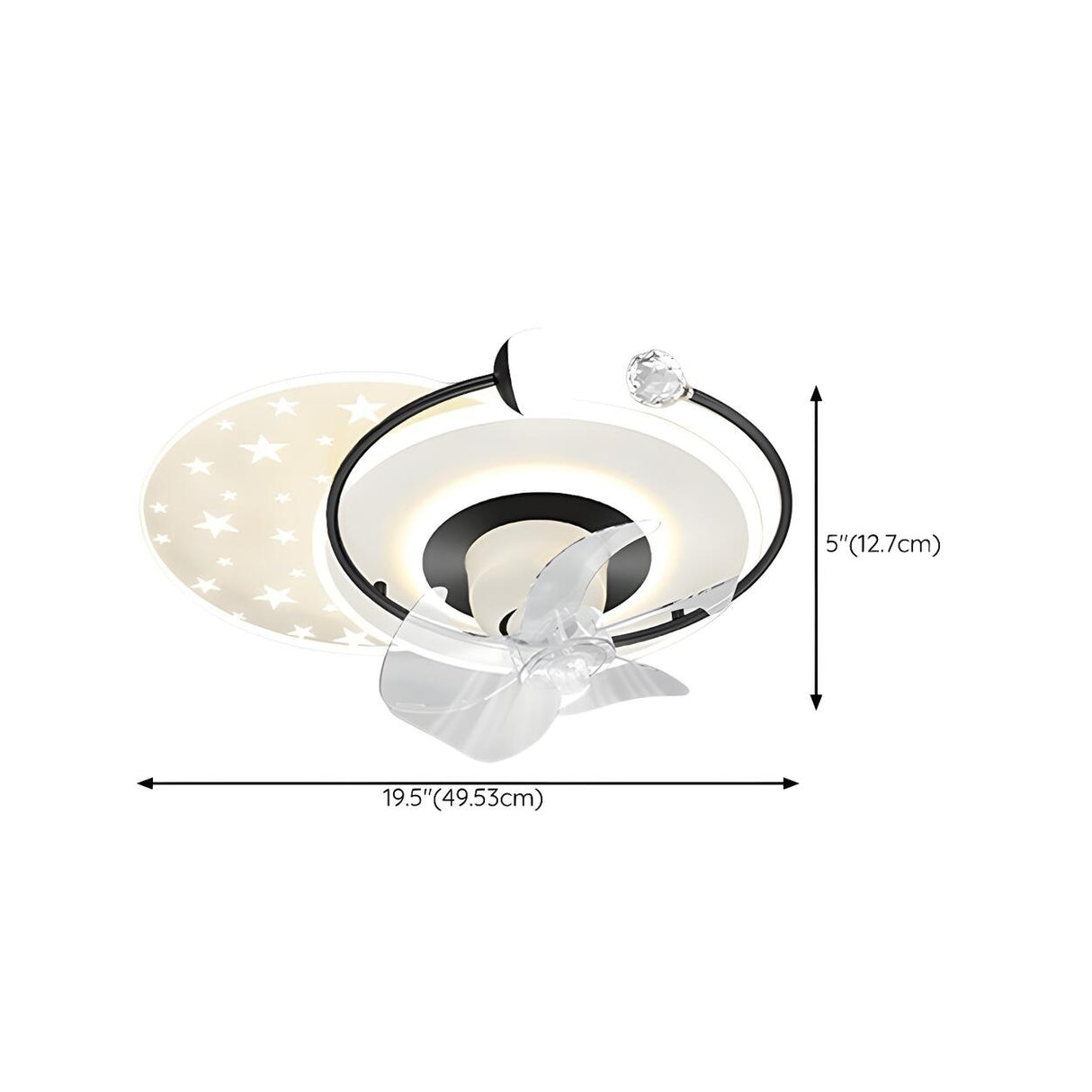 Elegant Geometric Starlight LED Ceiling Fan with Light Image - 18