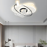 Elegant Geometric Starlight LED Ceiling Fan with Light Image - 2