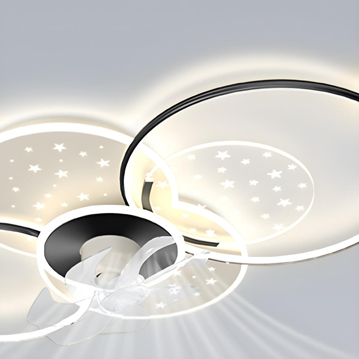 Elegant Geometric Starlight LED Ceiling Fan with Light Image - 4