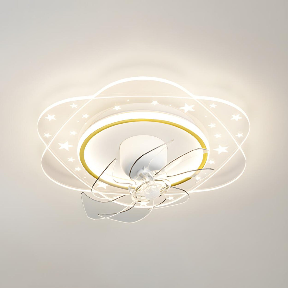 Elegant Geometric White Star LED Ceiling Fan with Light Image - 16