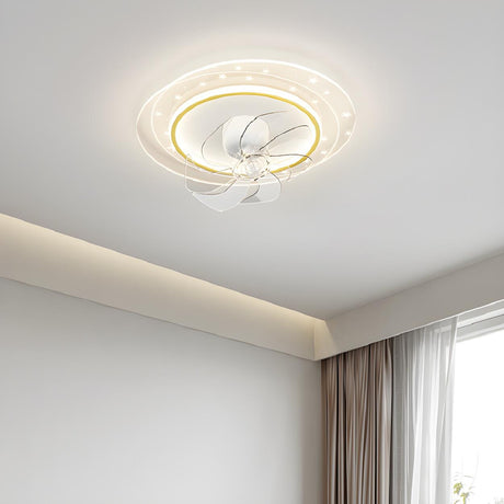 Elegant Geometric White Star LED Ceiling Fan with Light Image - 2