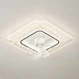 Elegant Geometric White Star LED Ceiling Fan with Light Image - 21