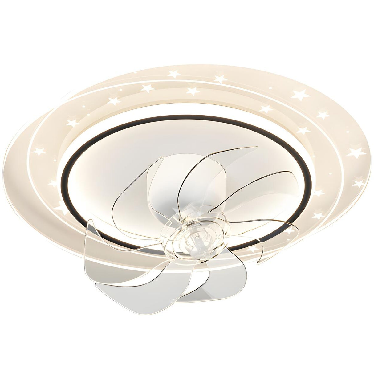 Elegant Geometric White Star LED Ceiling Fan with Light Image - 5