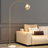 Elegant Glass Globe Gold Arc Metal LED Floor Lamp Image - 10