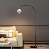 Elegant Glass Globe Gold Arc Metal LED Floor Lamp Image - 3