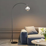 Elegant Glass Globe Gold Arc Metal LED Floor Lamp Image - 4