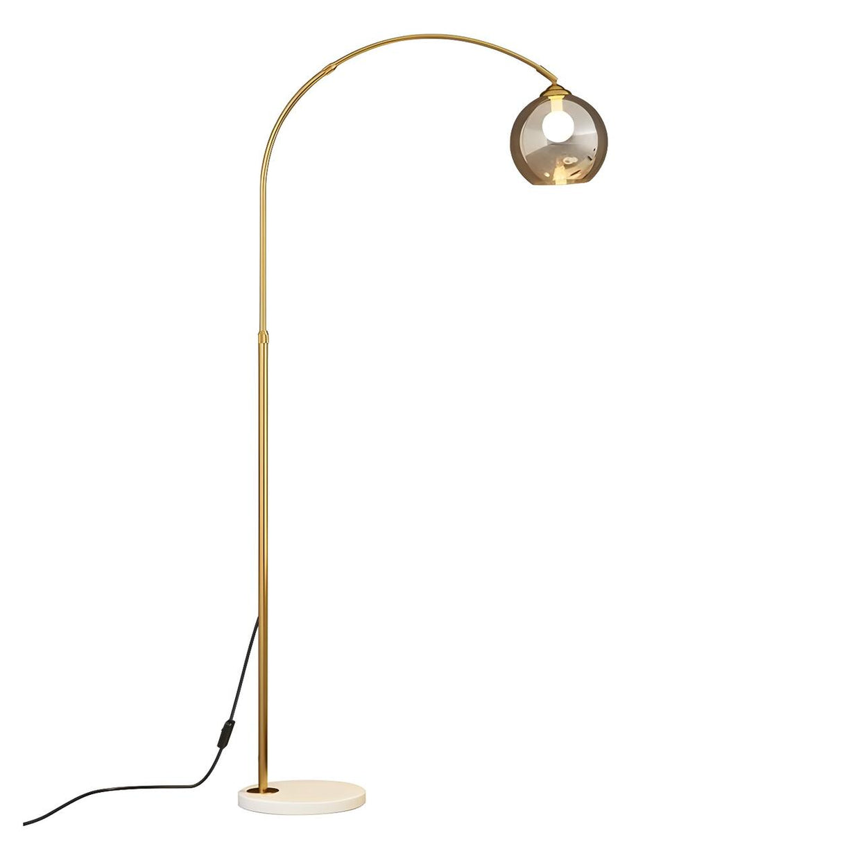 Elegant Glass Globe Gold Arc Metal LED Floor Lamp Image - 5