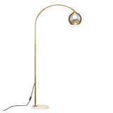 Elegant Glass Globe Gold Arc Metal LED Floor Lamp Image - 5